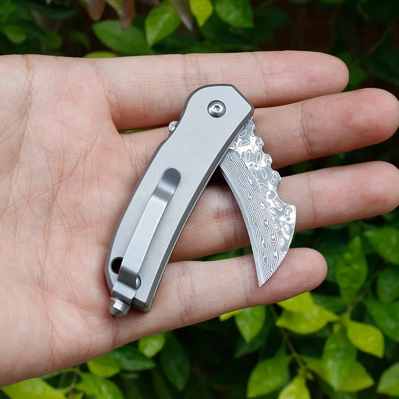 

Utility Mini Knife Damascus Steel Pocket Folding Knife Karambit Titanium Knives Camping Hunting Knifes EDC Tool