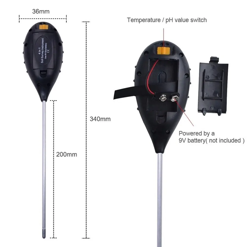 

Soil pH Tester, 3/4 in 1 PH Light Moisture Acidity Tester Soil Tester Moisture Meter Plant Soil Tester Kit for Flowers