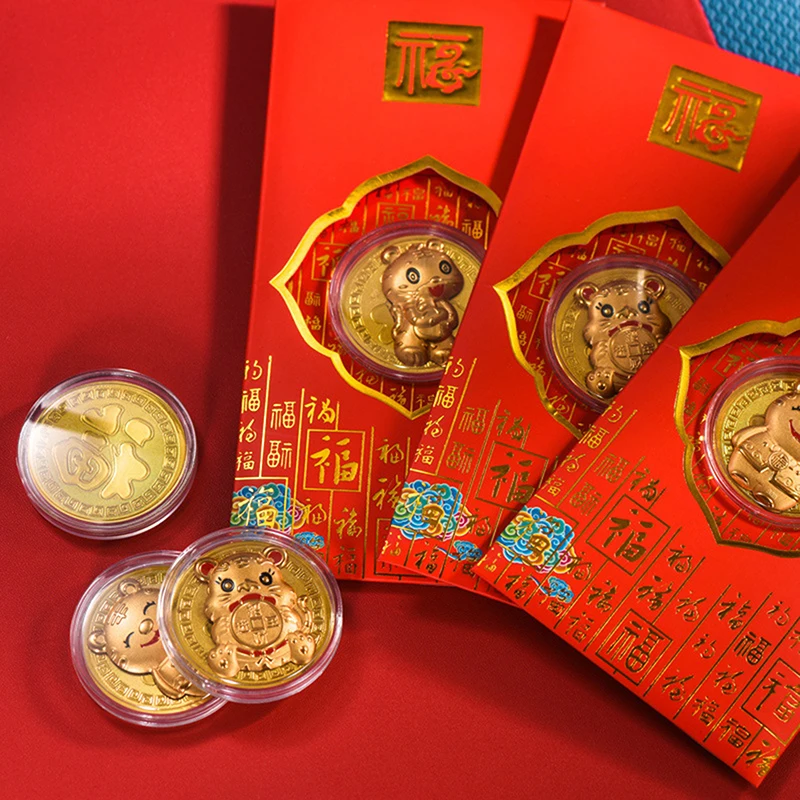 

2022 New Year Gold Coin Twelve Zodiac Tiger Commemorative Coins Collection Gift Business Holiday Decoration Gift HOT