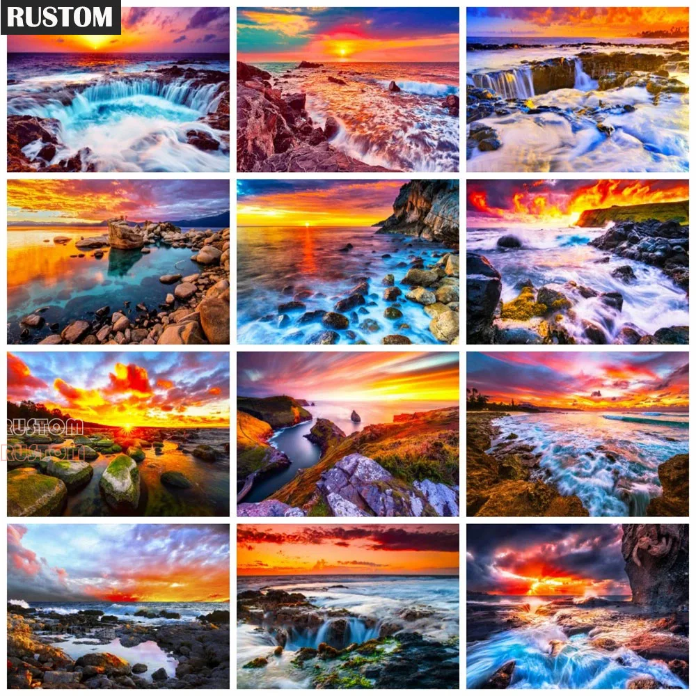 

Diy Diamond Painting Square/Round Scenery 5D Mosaic Waterfall Landscape Embroidery Cross Stitch Natural Rock Home Decor RUSTOM