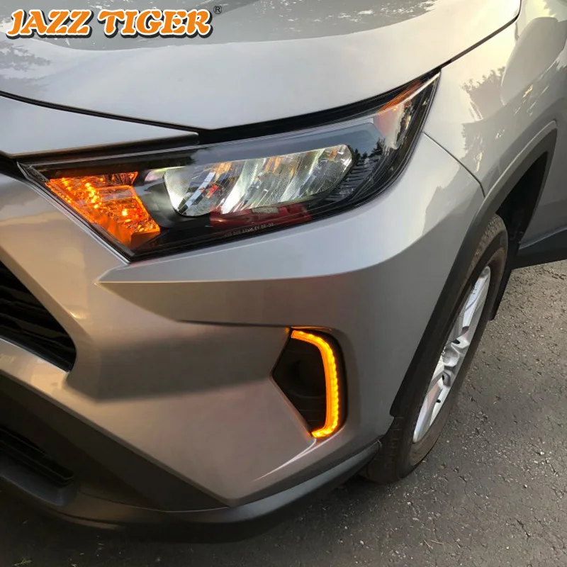 

JAZZ TIGER 2PCS Yellow Turn Signal Function 12V Car DRL Lamp LED Daytime Running Light Daylight For Toyota RAV4 RAV 4 2019 2020