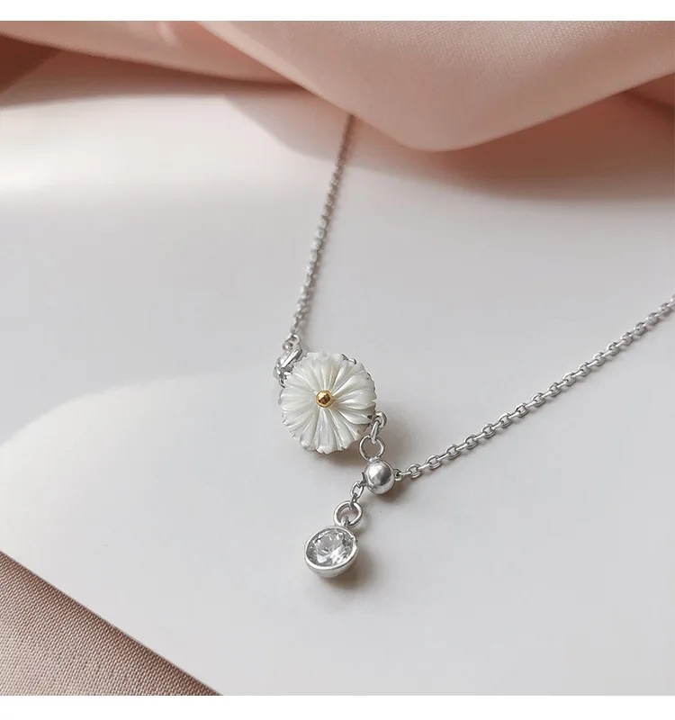 Женский браслет из серебра 925 пробы с круглыми бусинами и кристаллами маргаритки