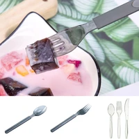 50pcs disposable long handle frosted tableware disposable western tableware brand new black transparent knife fork spoon