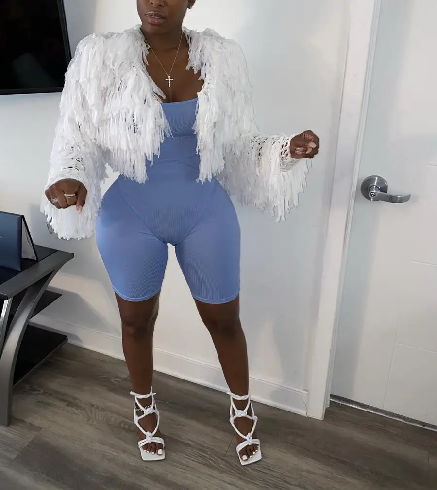

Echoine Winter Autum Tassel Knit Jacket Outwear Short Coats Sexy Fringe Short Jacket Coat Streetwear White Top Ladies Outfits
