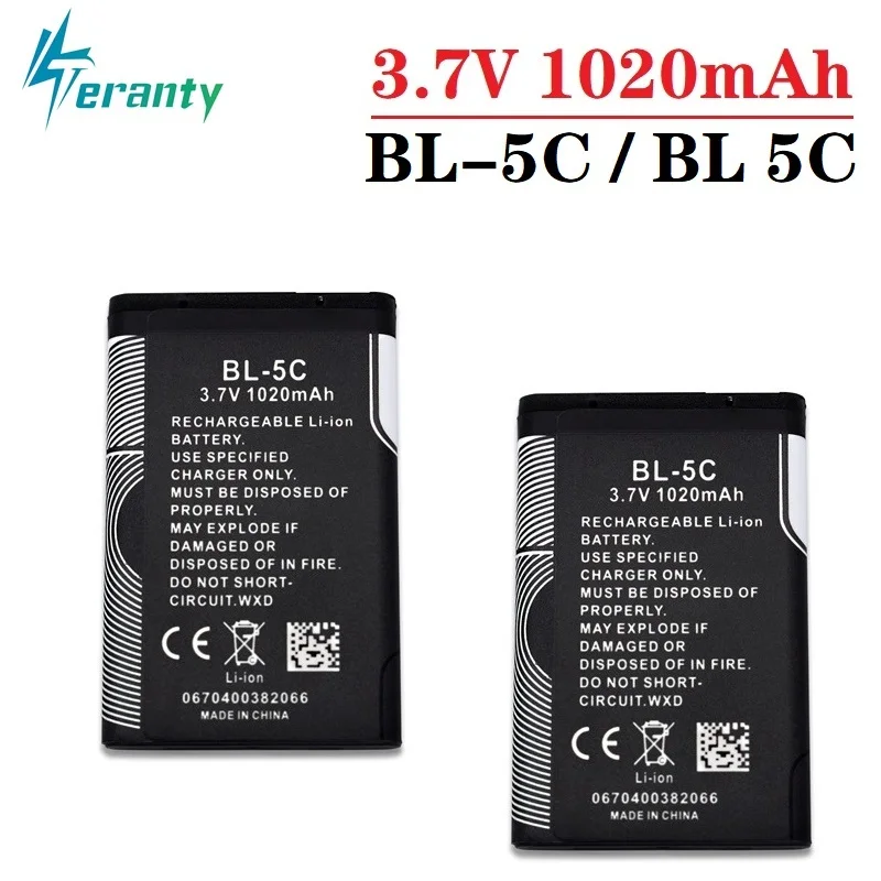 При заказе 1 10 штук BL 5C BL5C сменная литий ионная Батарея 3 7 V 1020mAh батареи для Nokia 1112