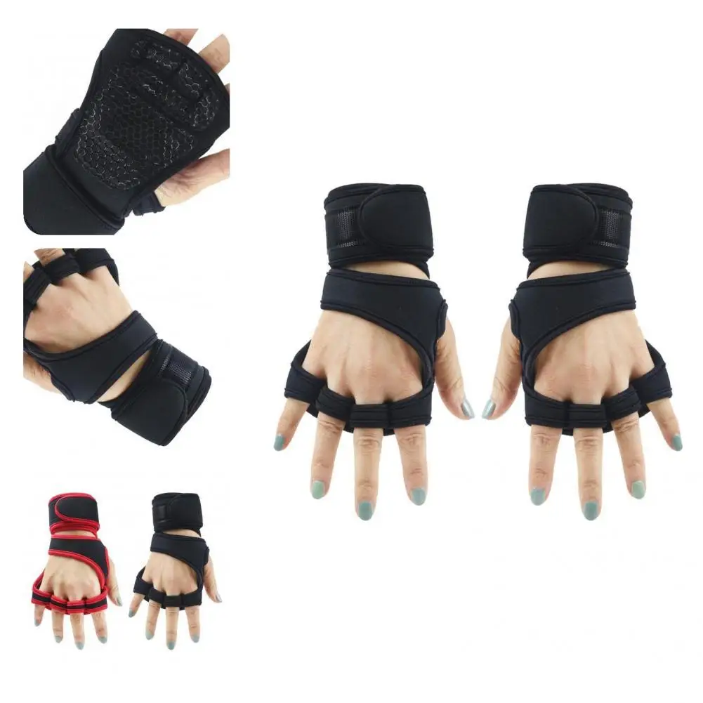 

1 Pair Fitness Gloves Fashion Anti-slip Unisex Fingerless Lifting Gloves Breathable Easy Wear Cycling Gloves