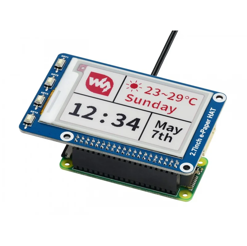 Дисплей E Ink Waveshare 2 7 дюйма для Raspberry Pi 2B/3B/3B +/Zero W красный/черный/белый три цвета