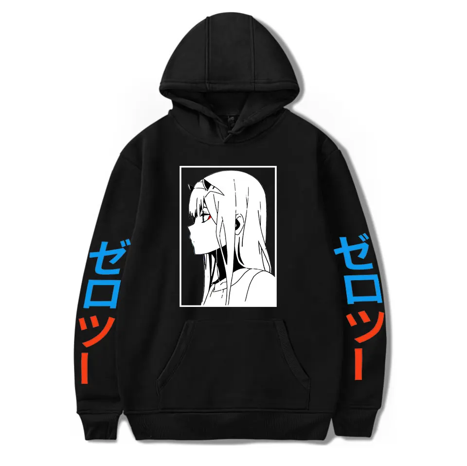 

Fashionable ladies' clothing FranXX Hoodie Women's Pullover Girls Fun Hooded Casual Wear Girls Cute Kawaii Black Sweatshirt