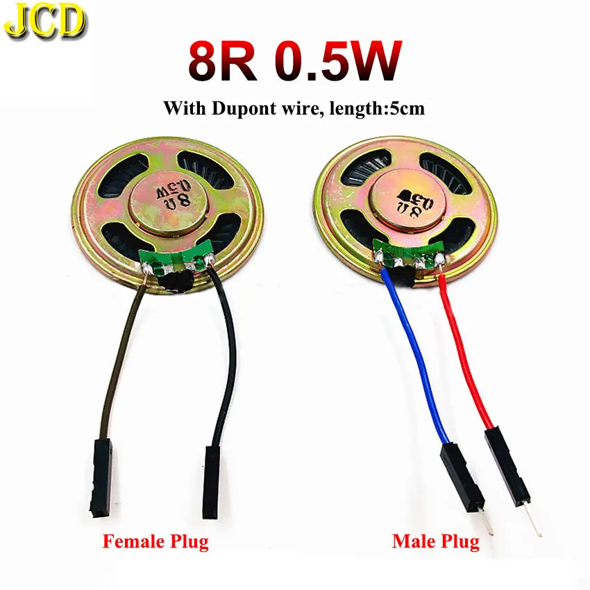 

JCD 1PCS Mini Speaker 8 Ohm 0.5W 8R Electronic Dog Toy Horn Speaker Diameter 40mm Loudspeaker With Dupont Wire Male Female Plug