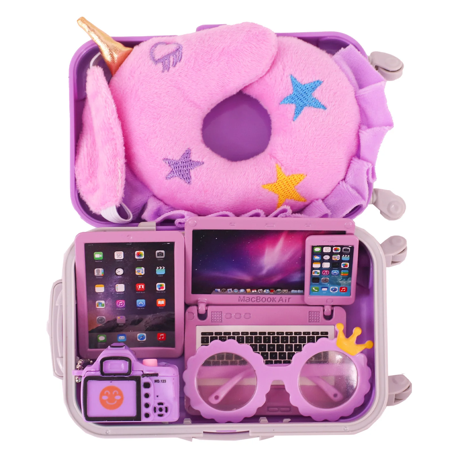 Кукла Фиолетовый единорог одежда обувь набор чемоданов для 18-дюймовых