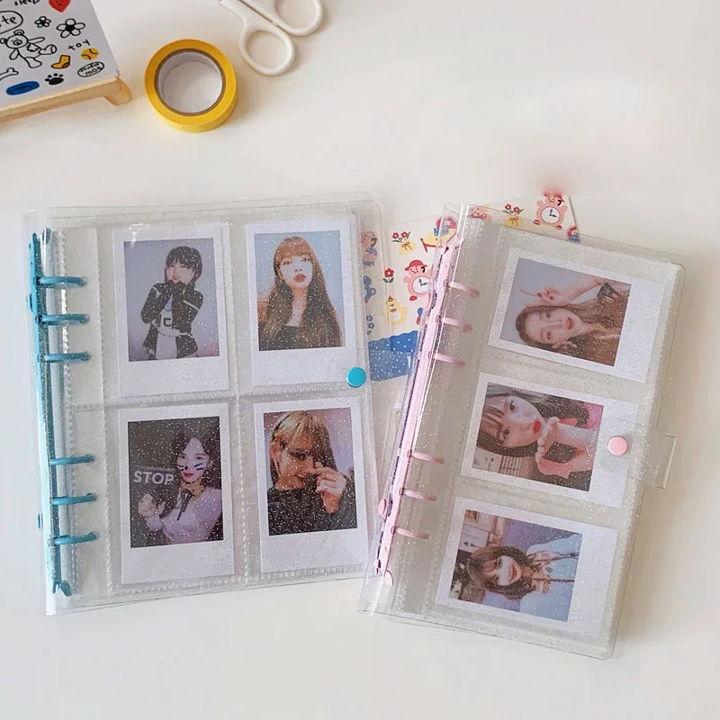 

SKYSONIC 3 Inch Macaroon Binder Album Photos Cover Loose Bling Soft Shell With 5pcs Refil Bags Card Holder Organizer Book