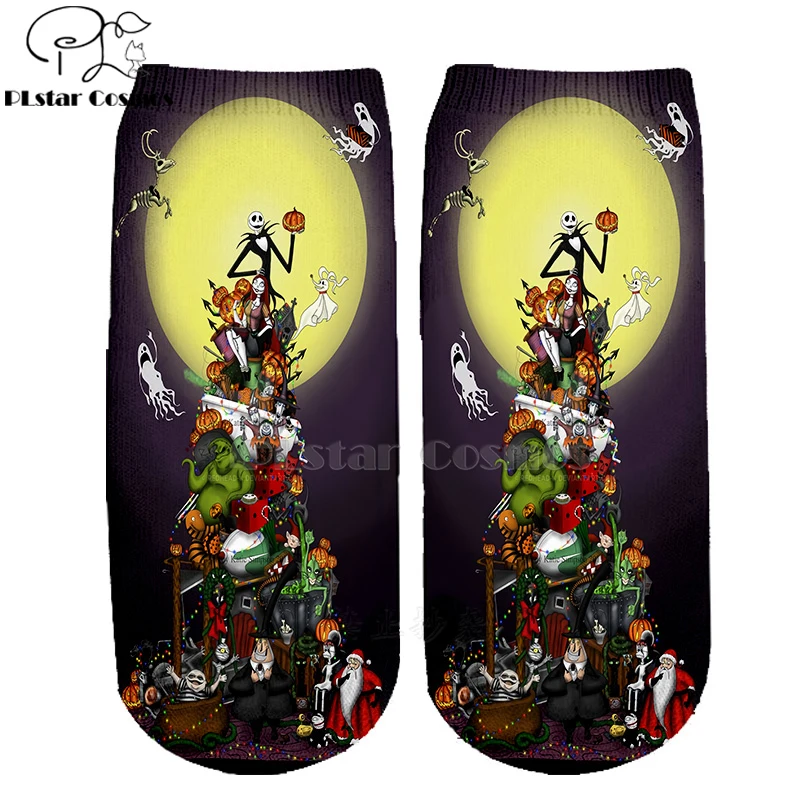 Хлопковые носки PLstar Cosmos nightster before christmas jack skellington разноцветные брендовые теплые короткие носки Хэллоуин-3