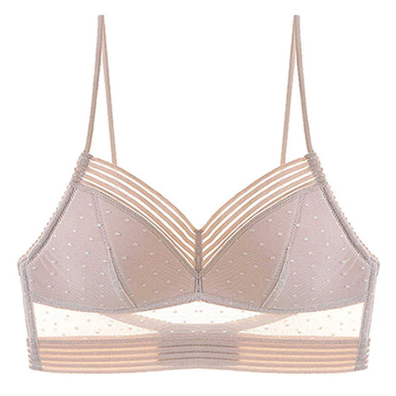 

Backless Strapless Push Up Women Wire Free Sexy Edge Thin Stitches Mesh Lingerie Low Back Underwear