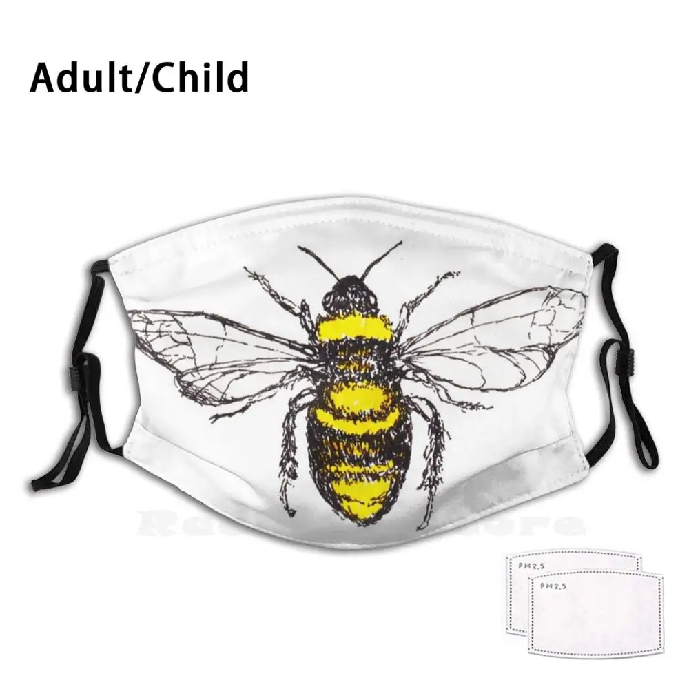 

Bee Ii Funny Print Reusable Pm2.3037 Filter Face Mask Bee Bumblebee Bumble Yellow Black White