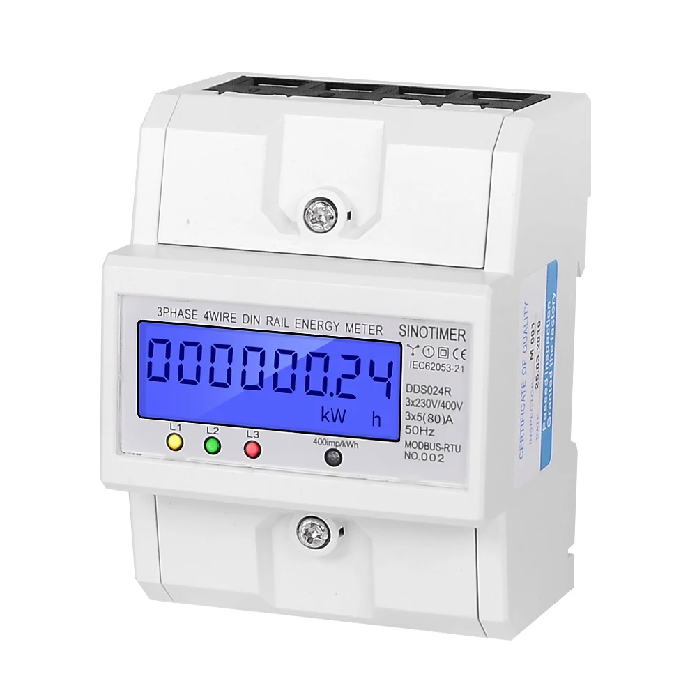 DDS024R ЖК-цифровой дисплей с подсветкой 3 фазы ваттметр Modbus счетчик энергии RS485 80a 4P din-рейку интеллектуальный счетчик электроэнергии