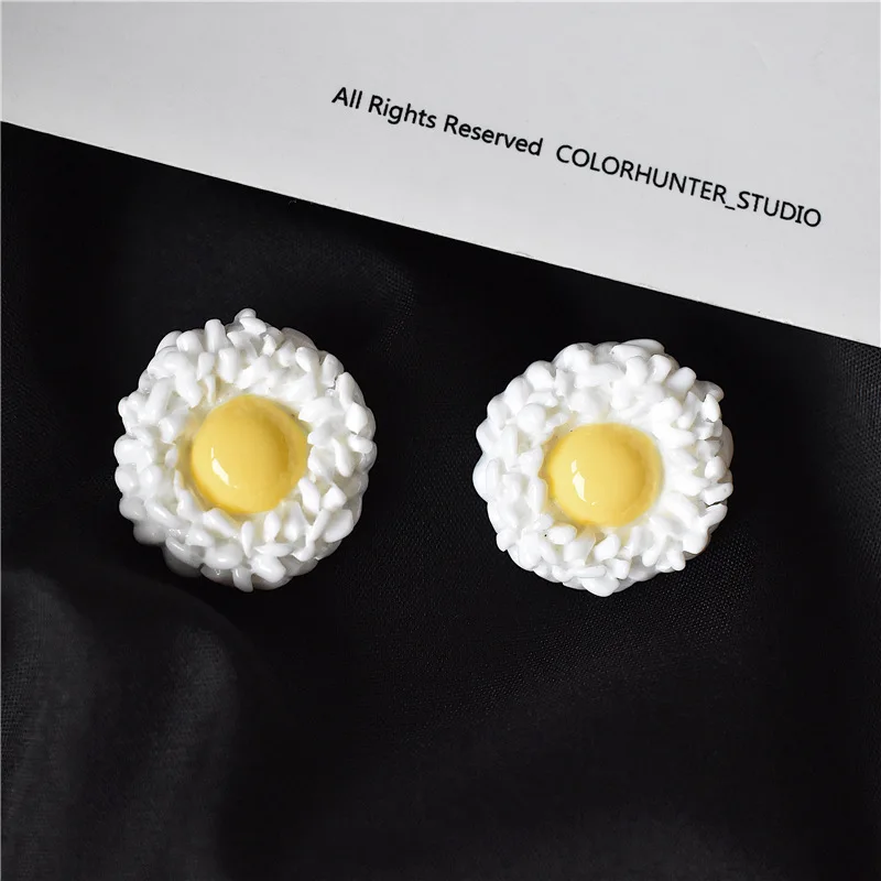 S925 Серебряная игла Милая имитация жареные яркие для яиц омлета еда серьги