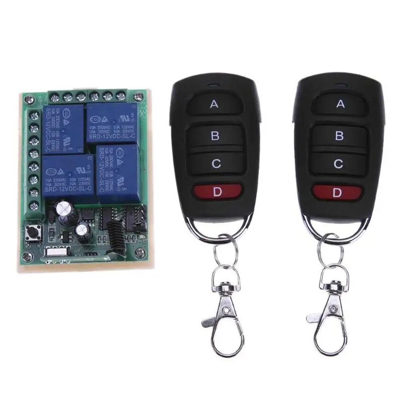 Светодиодный 4 канальный беспроводной переключатель 12 В 433 МГц с дистанционным