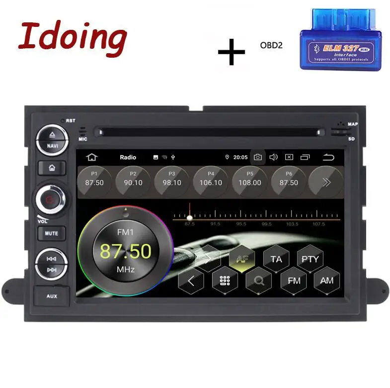 Standard with OBD Idoing " 2Din Andriod 9,0 автомобильный Радио DVD мультимедийный плеер для Ford Fusion Explorer Edge 2004-2009 4G+ 64G 8 Core gps навигация - Цвет: Standard with OBD