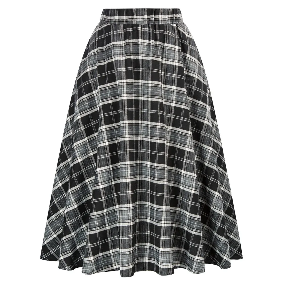 

Women Plaided Skirt Casual High Waist Flared A-Line Swing Skirt Fashion Youth Girls Lady Casual Spring Vintage Midi Skirts New