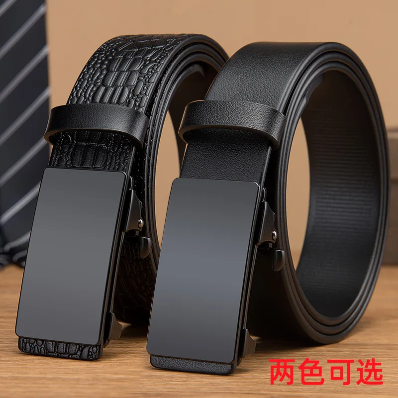 

Belt Men's Leather Toothless Automatic Buckle Belt Men's Business Casual Youth Middle-Aged Pant Belt