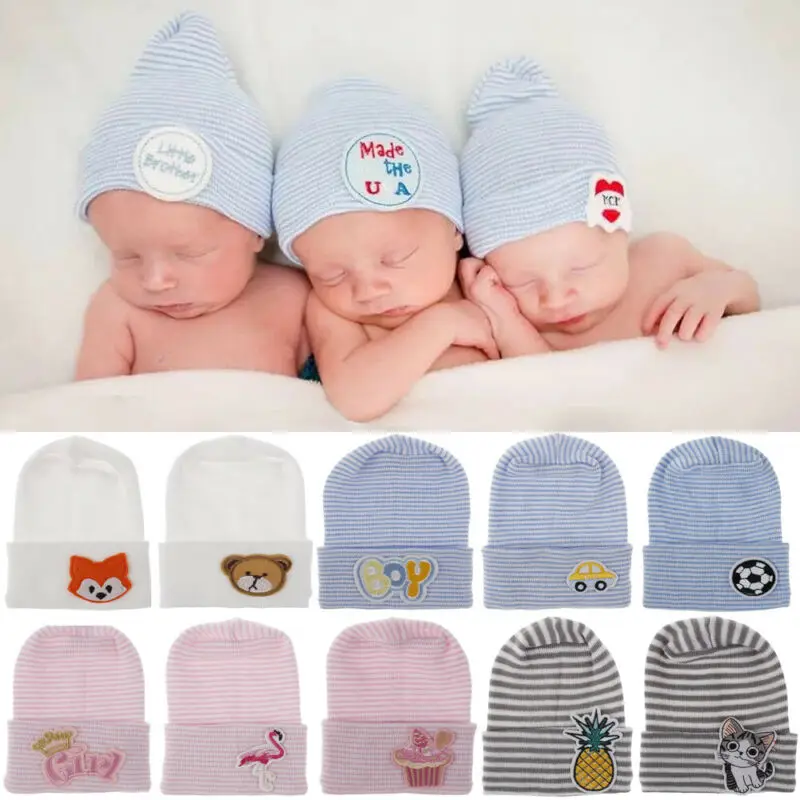 

Baby Accessories Cap Baby Soft Turban Newborn Hat Lovely Winter Warm Beanie Crochet Knit Embroidery Patch Cap