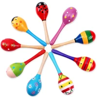 baby colorful wooden maracas musical instrument rattles shaker sand hammer bell fun kids toys for children party favor game