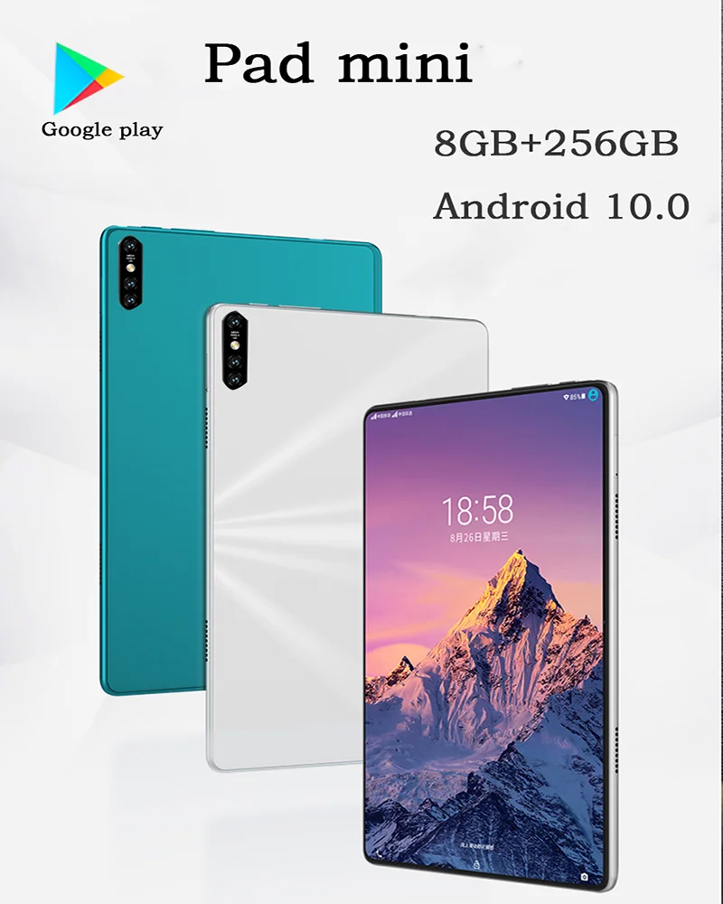 

Pad Mini Tablet 8 Inch 8GB RAM 256GB ROM 10 Core Tablete Android 10.0 Tablets Dual SIM Call GPS Google Play Type-C 5G Tablettes