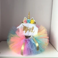 1 year birthday dress baby girl christening gowns unicorn tutu dress outfits 12 months toddler first infant clothes headband set
