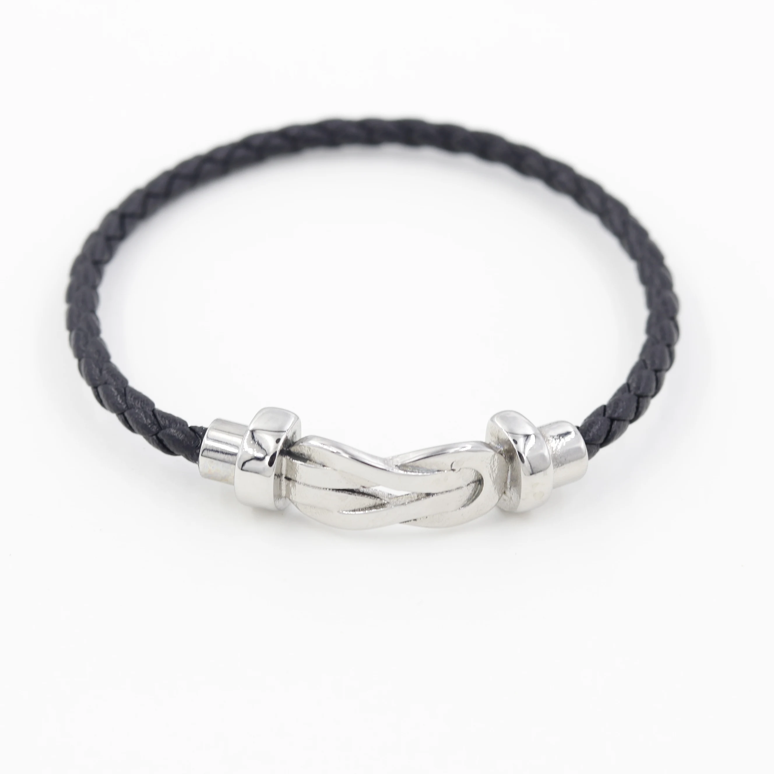 

Stainless steel Fashion Stainless Steel Charm Magnetic Black Men Bracelet Leather Genuine Braided Punk Rock Bangles Jewelry