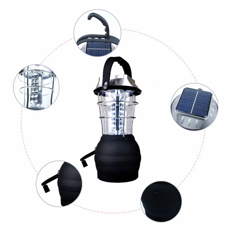 Солнечный фонарь 5 режимов Ручной Динамо 36 светодиодный перезаряжаемый