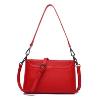 cowhide red shoulder bag casual women leather messenger bag fashion double shoulder strap handbag small square bag mobile wallet