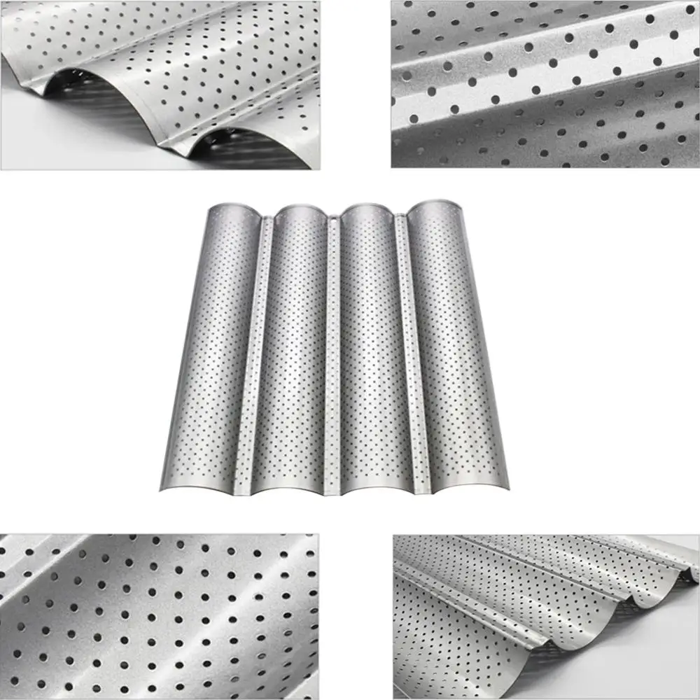 Stainless Steel Baking Tray Perforated French Bread Pan Non Stick 2 3 4 Groove Baguette Mold Cake Form Accessories |