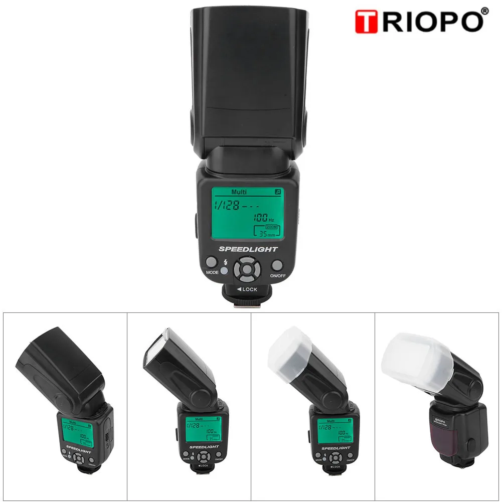 Triopo фотовспышка Speedlite универсальная для Nikon камер Canon 650D 550D 450D 1100D 60D 7D 5D |