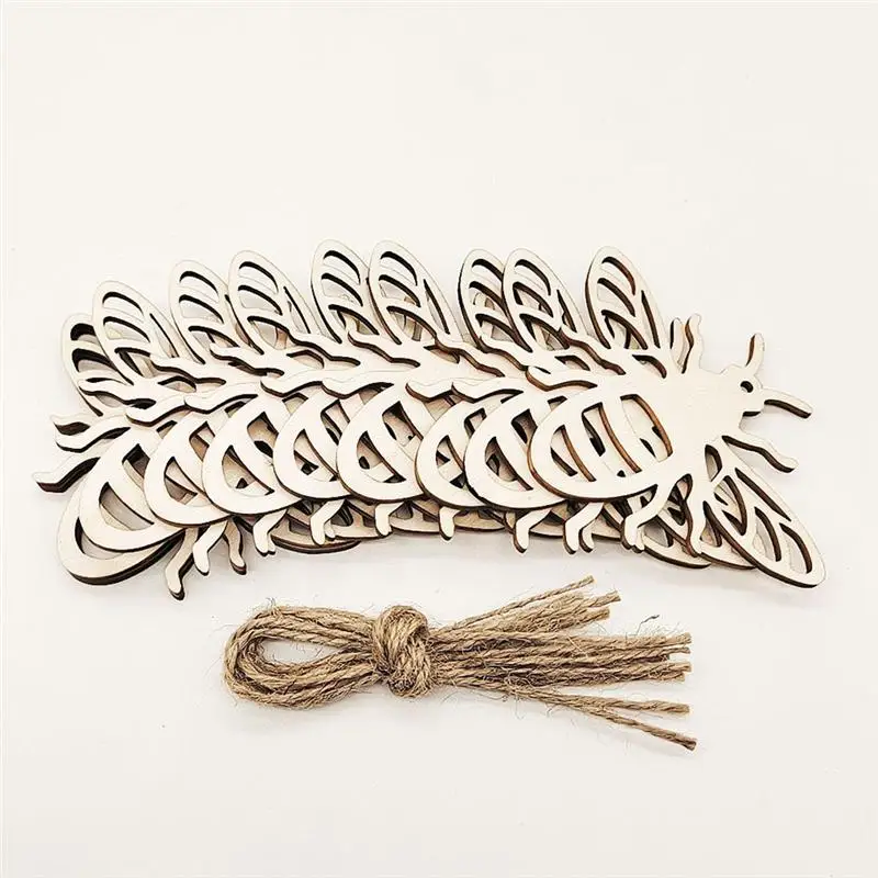 20 шт. полые деревянные ломтики подвески для рукоделия тематическая сцена пчелы