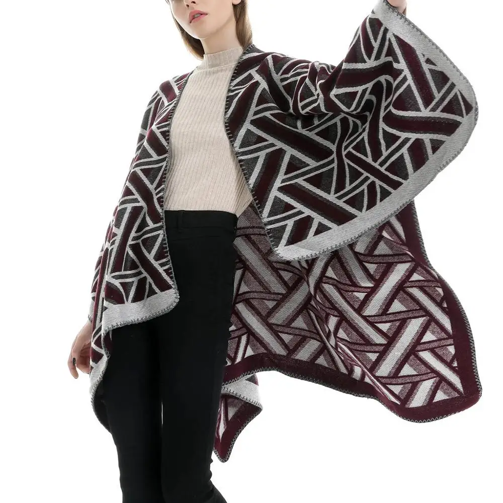 Зимняя накидка для женщин мягкий кашемировый кардиган с принтом накидки шаль