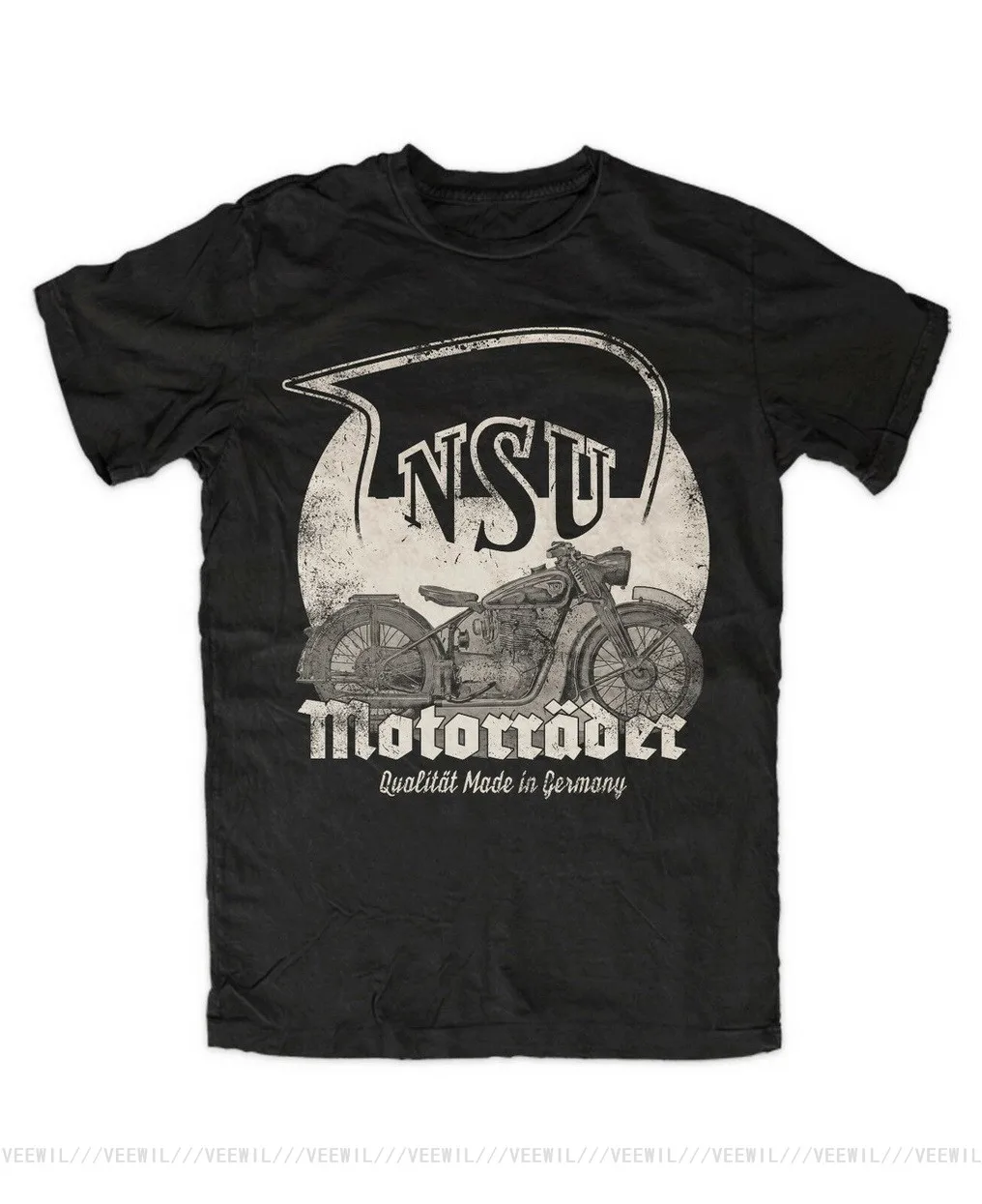 Винтажная мотоциклетная футболка NSU Supermax черная большие размеры и цвета|Мужские