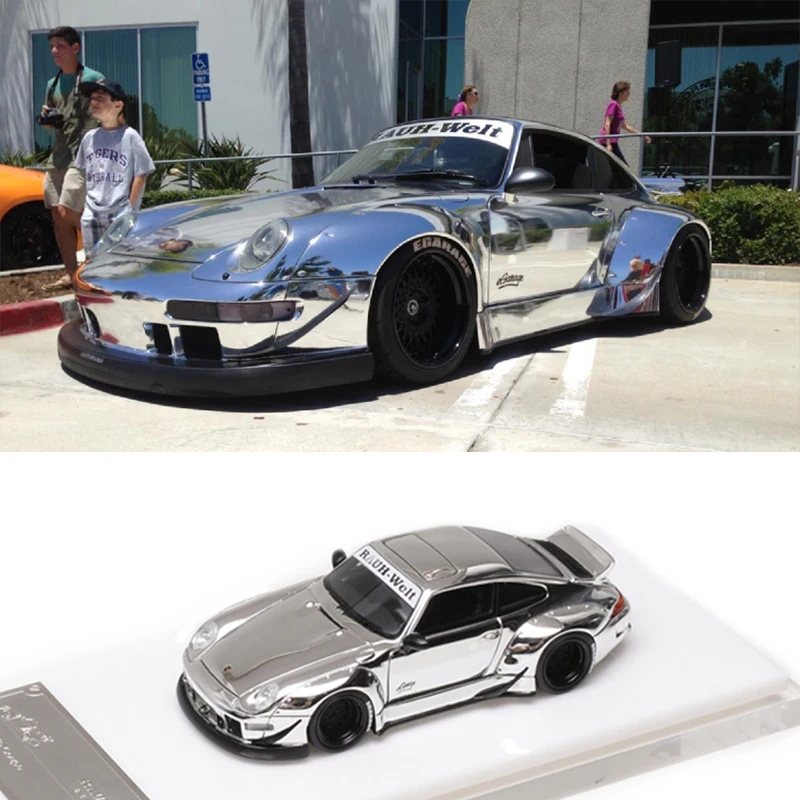 

Timothy&Pierre 1/64 Model Car Porsche RWB 993 Coupe Resin Limited 499 Collection Display Gifts - Shiny Silver