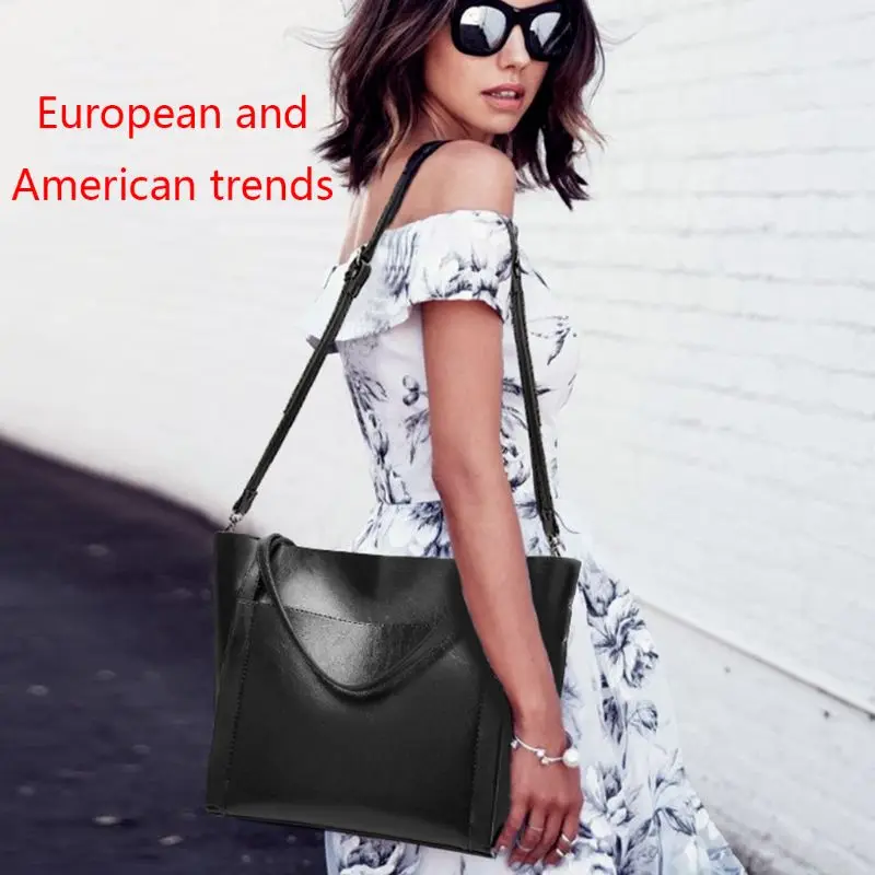 

Women Euramerican Shoulder Bag PU Leather Simpe Retro Style Waterproof Large Capacity Ladies Handbag Crossbody Pack Party