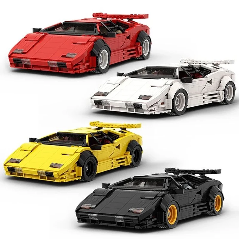 

Moc Speed Champion City Racer Vehicle Technical Car Countachs QV Red and Black Creator Expert MOC Sets Building Blocks Toys