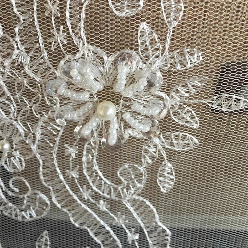 

European Lace Fabric Embroidered Beaded Trim Tablecloth Exquisite Flag Mat Dressing Bedside Table Cover Cloth Towel Tapete Nappe