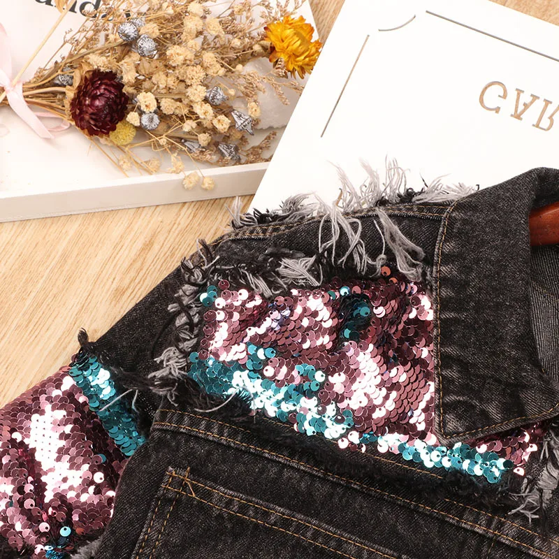 Babyinstar Spring Kids Coats For Girls Children Clothing Sequins Deign Jacket Baby Girls Clothes Boys Denim Jacket Outwear