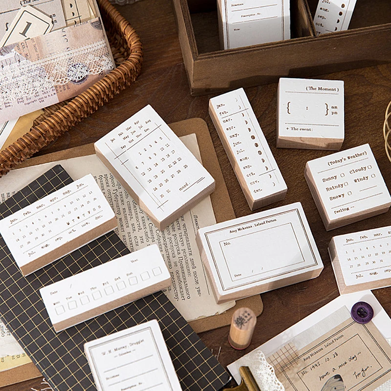 

DIY Wooden Weather Record Vintage Time Clock Series Stamp Rubber Stamps For Scrapbooking Stationery Scrapbooking Standard Stamp
