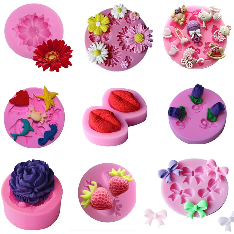 Маленькая силиконовая форма в форме банта/цветка для помадки шоколада мыла формы