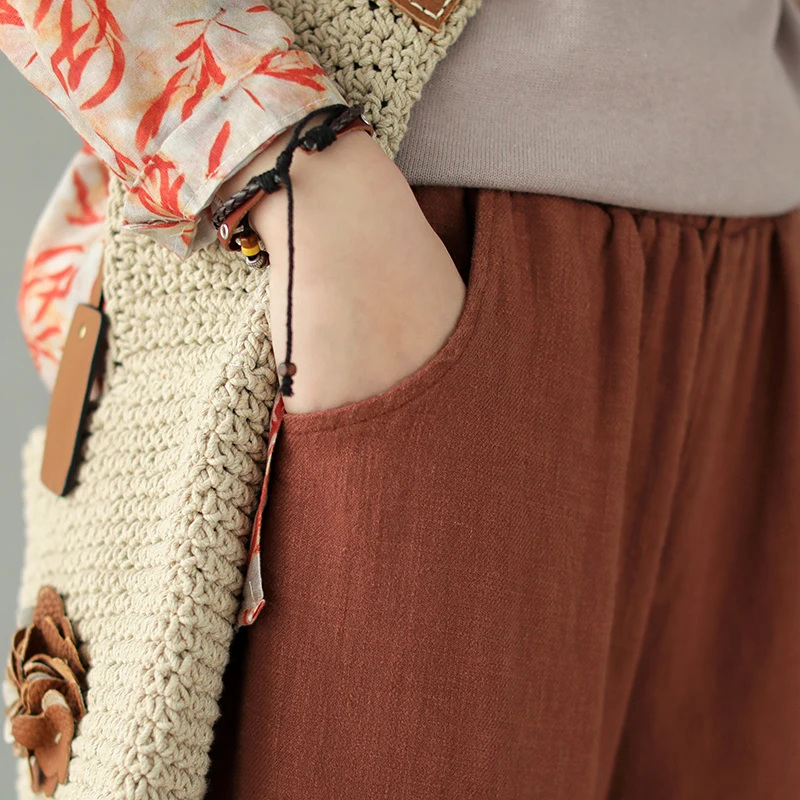 2020 Spring Pants Women Elastic Waist Loose Large size All-match Trousers Ladies New pocket Casual | Женская одежда