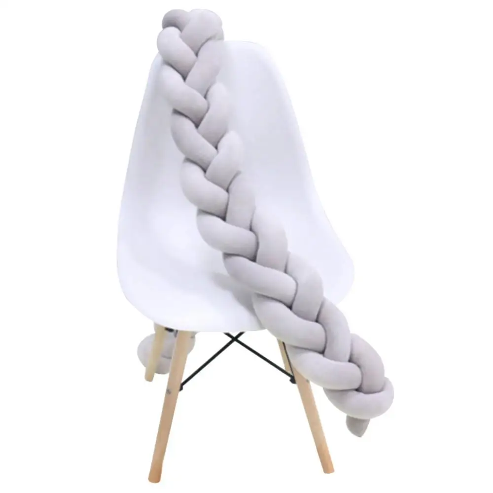 

Newborn Baby Crib Bumper Cushion Knotted Braided Plush Nursery Cradle Decor