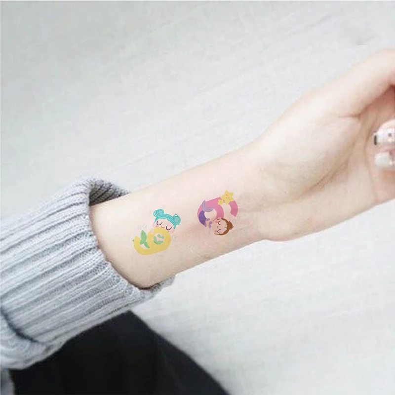 4PCS Birthday Decor Temporary Tattoo Sticker Happy Favors Kids Party Decorations Mermaid Pattern | Дом и сад