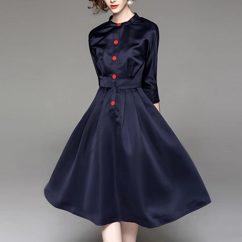 Новое весенне осеннее винтажное женское облегающее платье с рукавом 3/4 А силуэта