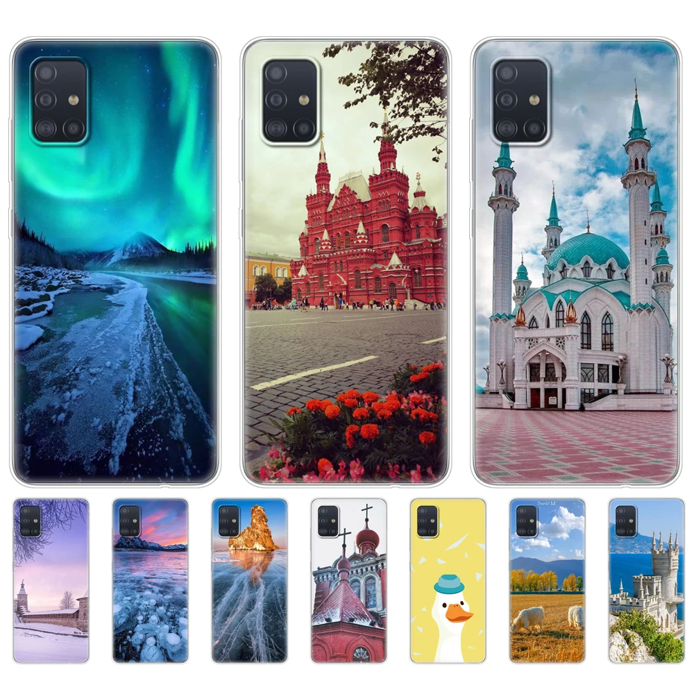 

For Samsung Galaxy A51 Case Silicon Transparent Back Cover phone cases For Samsung A51 A515 Soft Case 6.5inch winter snow