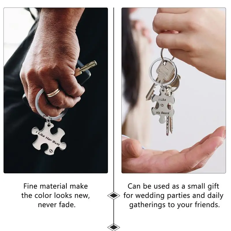 

1 Set 2pcs Stainless Steel Valentines' Day Gifts Puzzle Key Chains (Silver)