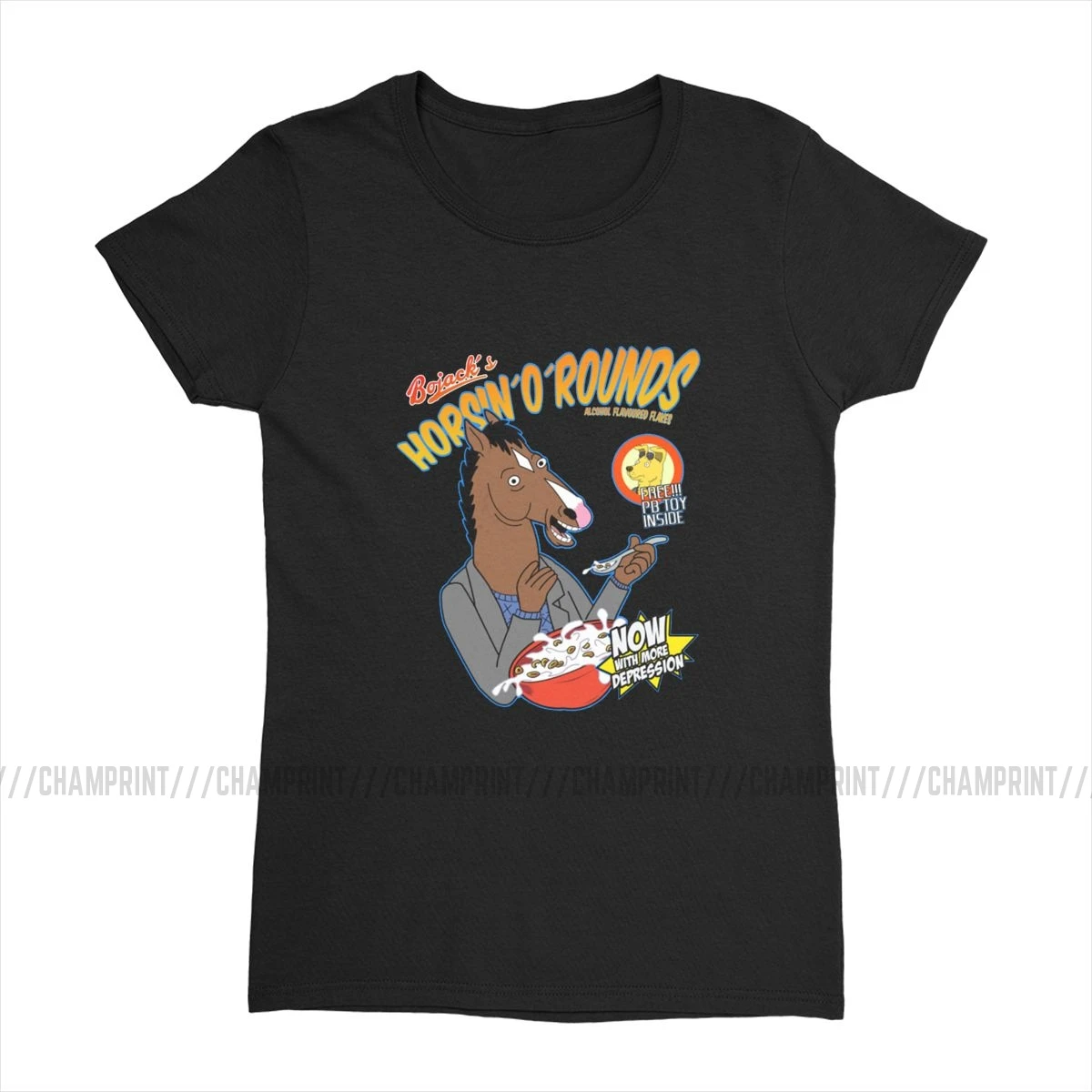 Женские футболки Bojack's cereal, Забавные футболки Bojack Horseman с рисунками из мультфильмов, модные хлопковые футболки, топ, базовая Женская одежда с графическим принтом